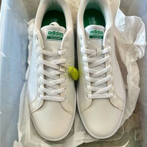 Adidas Cloudfoam White and Green Sneakers